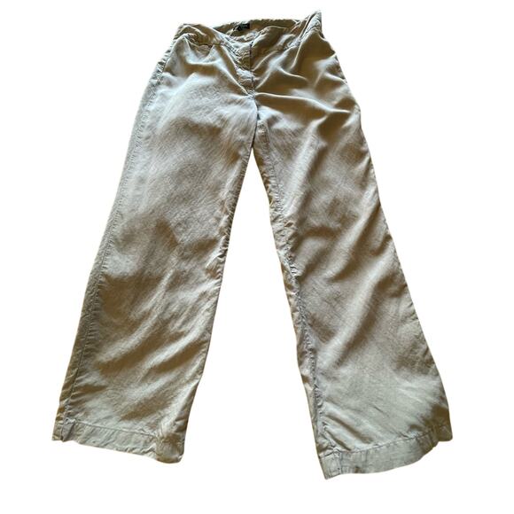 Eileen Fisher Linen Blend Light Weight Wide Leg Low Rise Beige Boho Pants Size12 - Picture 10 of 13
